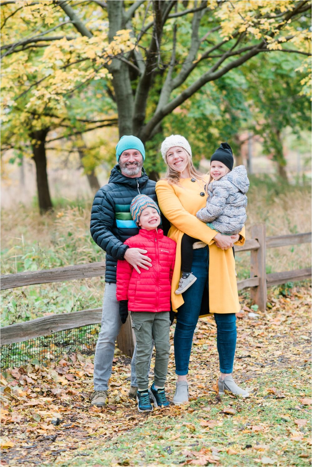 colorful cold weather family photo